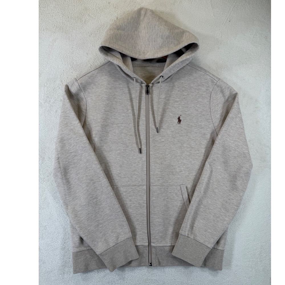 Polo Ralph Lauren‎ Mens Oatmeal Heather Beige Full Zip Hoodie Pony Logo Large